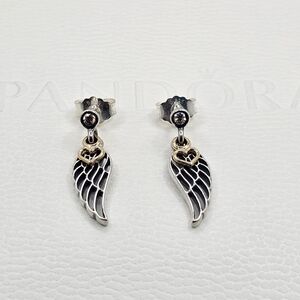 ♥️Authentic Pandora⭐️RETIRED⭐️ L&G DANGLE EARRINGS With 14k GOLD